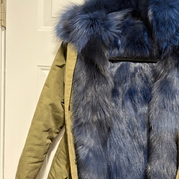 Lola and the Boys- Girls Utility Jacket with Blue Faux Fur removable lining - Picture 11 of 12